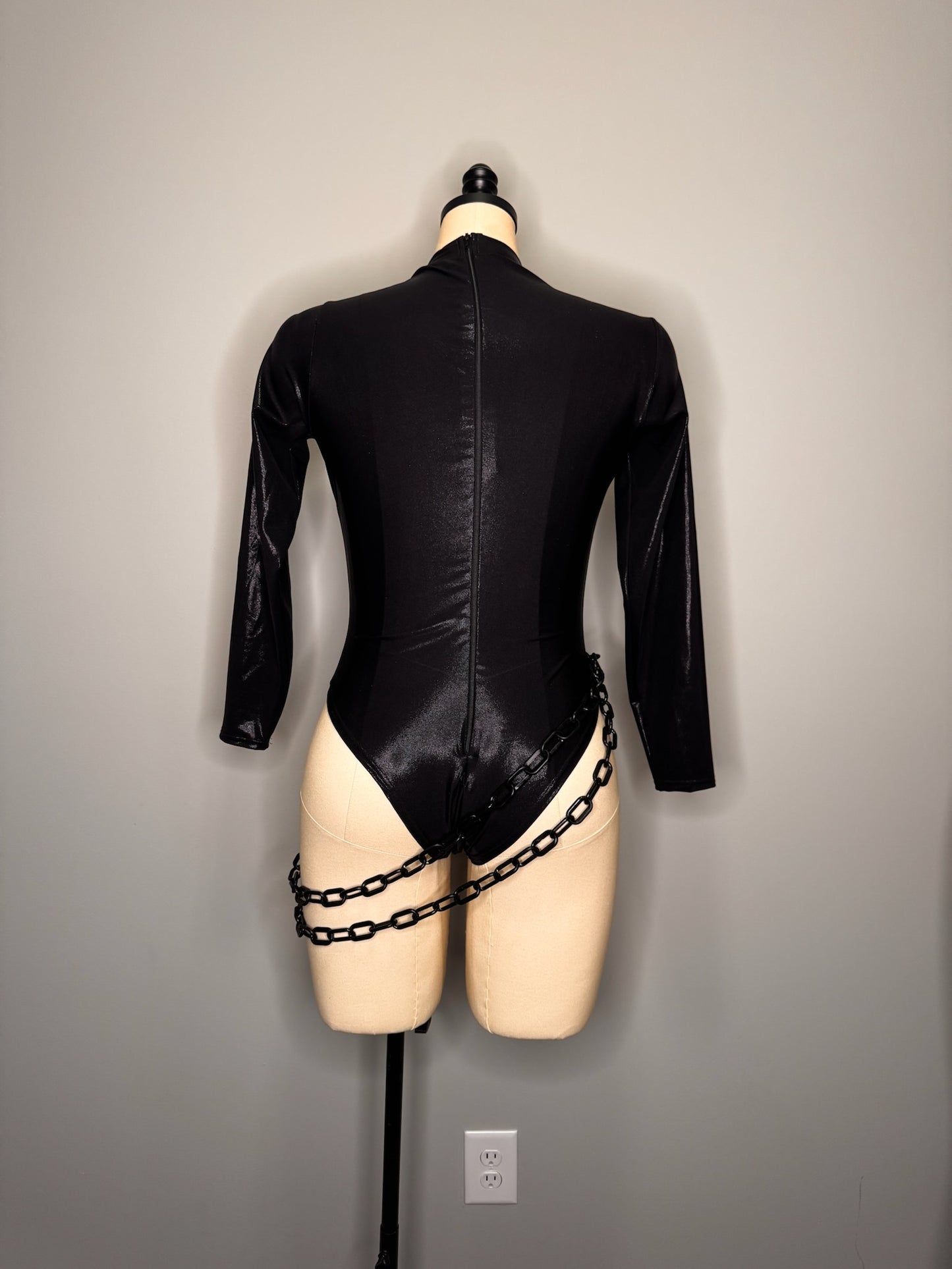 Black Leotard with Chain Detailing