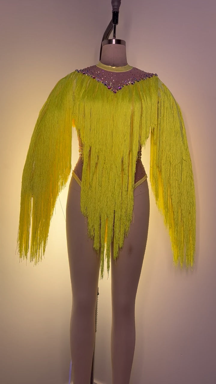 Long-Sleeve Yellow Fringe Costume