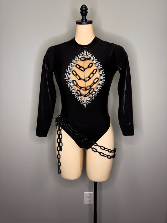 Black Leotard with Chain Detailing