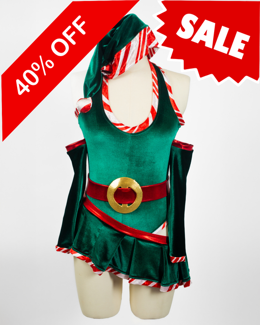 Candy Striped Velvet Slingshot Leotard With Hip Skirt