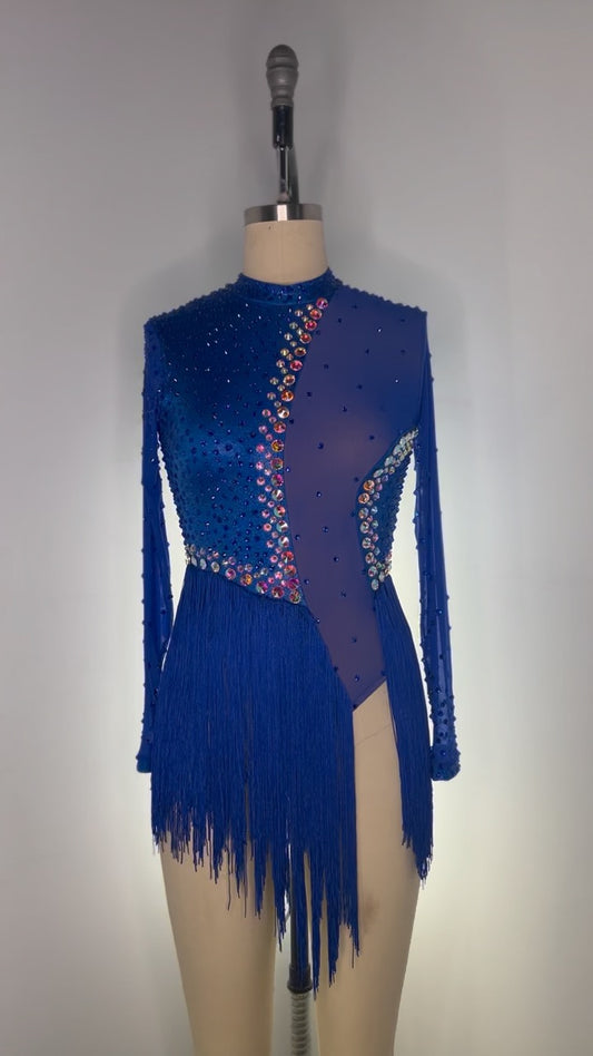 Blue Fringe Rhinestoned Costume