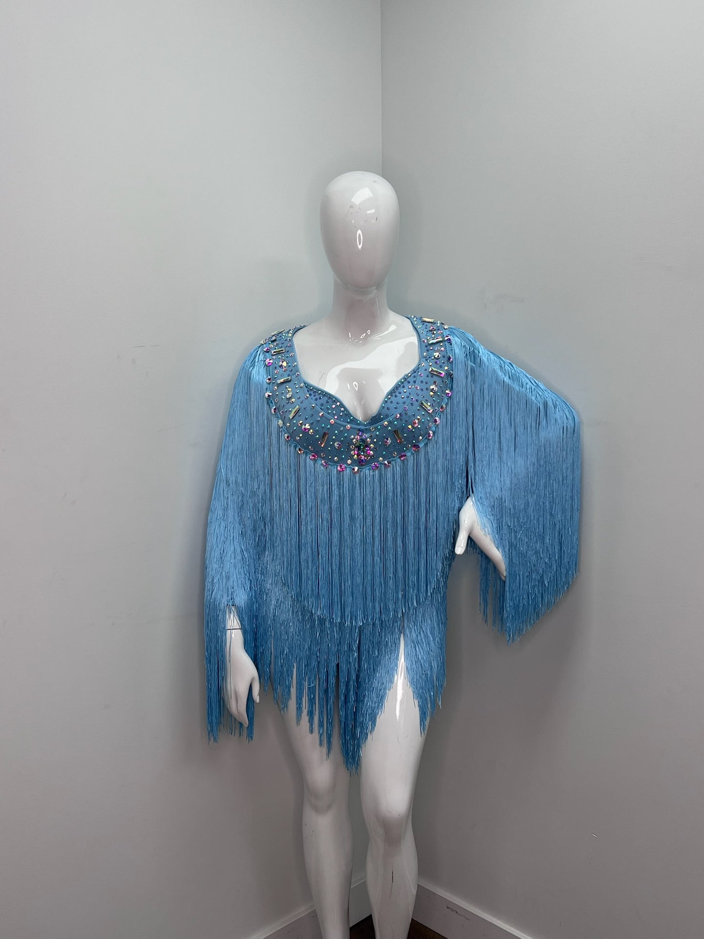 Blue Fully Fringed Costume with Reveal
