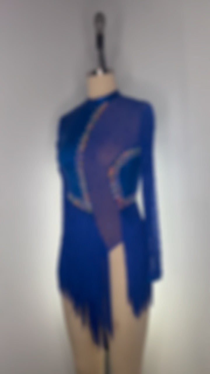 Blue Fringe Rhinestoned Costume