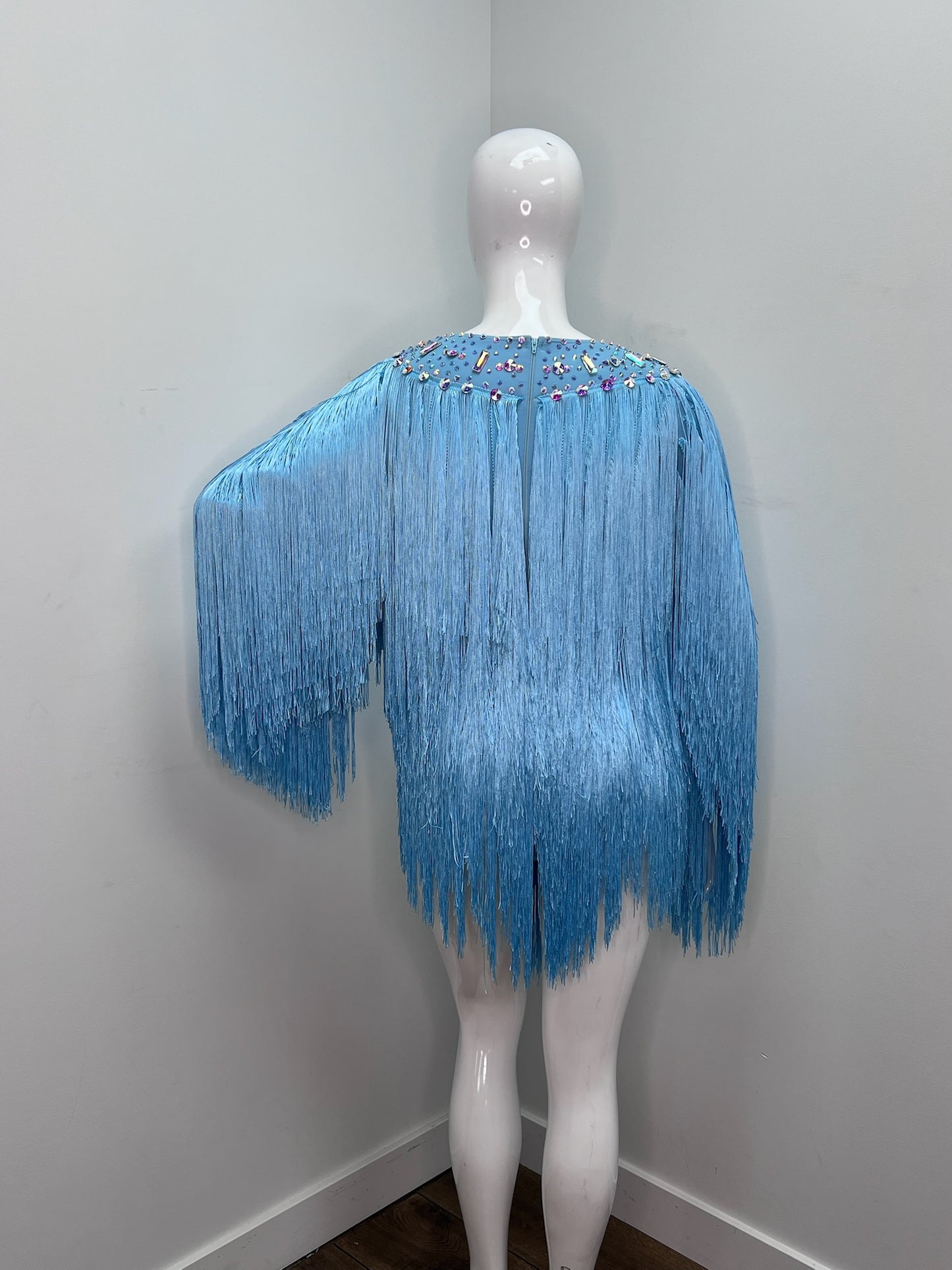 Blue Fully Fringed Costume with Reveal