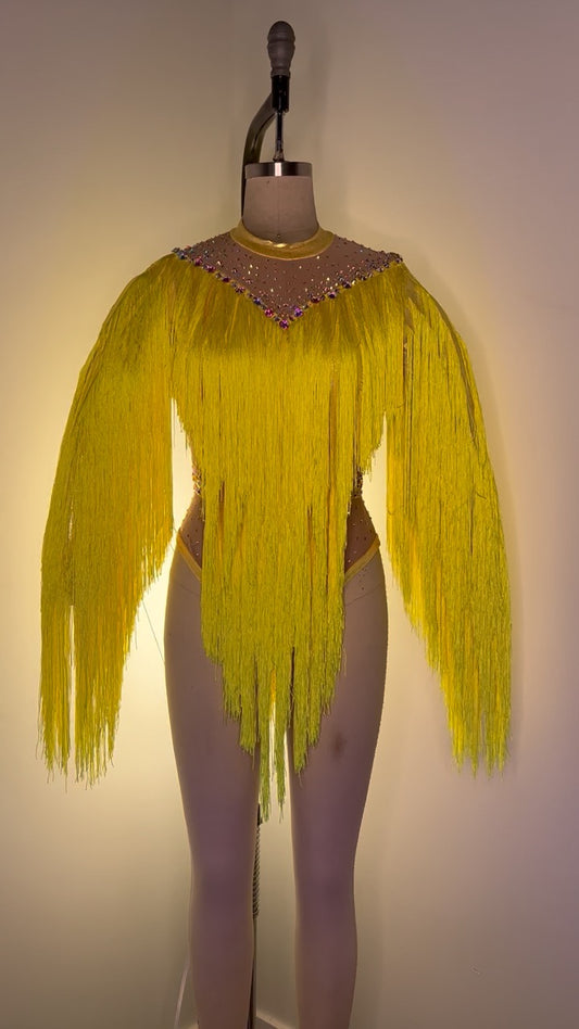 Long-Sleeve Yellow Fringe Costume