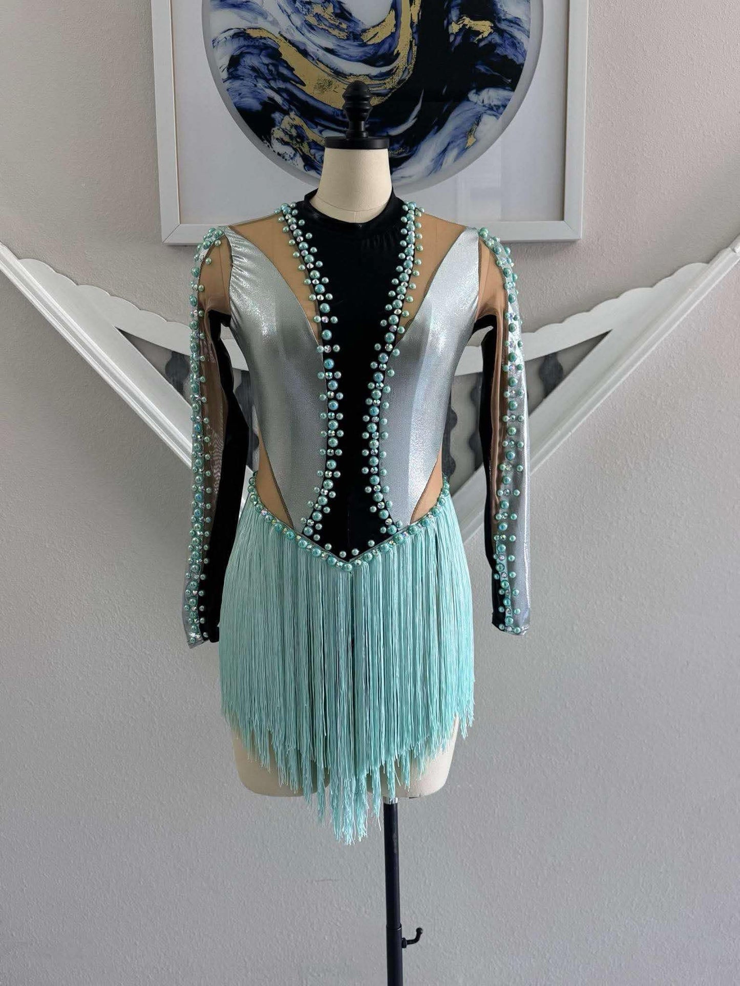 Blue Fringe Leotard